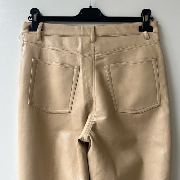 Wilfred Aritzia Melina Vegan Leather Straight Leg Pants - Cream Beige - Size 8 - Picture 7 of 12
